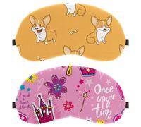 Eslifey 2 Pack Sleep Eye Mask, Girls Pink Castle Crown Magic Wand Gifts Flowers Princess Blindfolds Sleeping Mask, Eye Shade Cover for Men Women Plane Travel