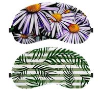 Eslifey 2 Pack Sleep Eye Mask, Green Leaves Plant Stripe Blindfolds Sleeping Mask, Eye Shade Cover for Men Women Plane Travel