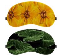 Eslifey 2 Pack Sleep Eye Mask, Green Lotus Leaf Nature Plant Blindfolds Sleeping Mask, Eye Shade Cover for Men Women Plane Travel