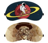 Eslifey 2 Pack Sleep Eye Mask, Hand Painted Steampunk Man Blindfolds Sleeping Mask, Eye Shade Cover for Men Women Plane Travel