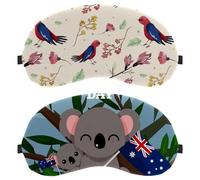 Eslifey 2 Pack Sleep Eye Mask, Happy Australia Day Cute Koala Blindfolds Sleeping Mask, Eye Shade Cover for Men Women Plane Travel