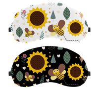 Eslifey 2 Pack Sleep Eye Mask, Honey Bee Sunflowers Blindfolds Sleeping Mask, Eye Shade Cover for Men Women Plane Travel