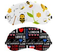 Eslifey 2 Pack Sleep Eye Mask, I Love London Pattern Blindfolds Sleeping Mask, Eye Shade Cover for Men Women Plane Travel