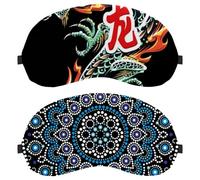 Eslifey 2 Pack Sleep Eye Mask, Indian Mandala Psychedelic Black Henna Blindfolds Sleeping Mask, Eye Shade Cover for Men Women Plane Travel