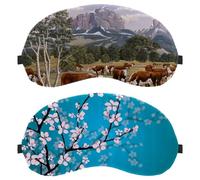 Eslifey 2 Pack Sleep Eye Mask, Japanese Flowers Cherry Blossom Blindfolds Sleeping Mask, Eye Shade Cover for Men Women Plane Travel