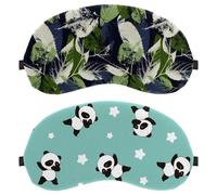Eslifey 2 Pack Sleep Eye Mask, Kawaii Cute Panda Star Pattern Blindfolds Sleeping Mask, Eye Shade Cover for Men Women Plane Travel