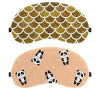 Eslifey 2 Pack Sleep Eye Mask, Kawaii Cute Panda Star Yellow Pattern Blindfolds Sleeping Mask, Eye Shade Cover for Men Women Plane Travel