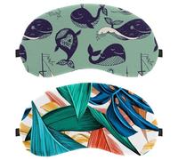 Eslifey 2 Pack Sleep Eye Mask, Leaves Tropical Summer Exotic Plant Blindfolds Sleeping Mask, Eye Shade Cover for Men Women Plane Travel