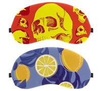 Eslifey 2 Pack Sleep Eye Mask, Lemon Fruit Colorful Leaves Blindfolds Sleeping Mask, Eye Shade Cover for Men Women Plane Travel