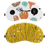 Eslifey 2 Pack Sleep Eye Mask, Little Flower Pink White Yellow Background Blindfolds Sleeping Mask, Eye Shade Cover for Men Women Plane Travel