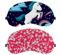 Eslifey 2 Pack Sleep Eye Mask, Little White Flowers Pink Background Blindfolds Sleeping Mask, Eye Shade Cover for Men Women Plane Travel