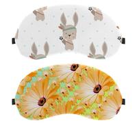 Eslifey 2 Pack Sleep Eye Mask, Little Yellow Daisy Flowers Green Background Blindfolds Sleeping Mask, Eye Shade Cover for Men Women Plane Travel