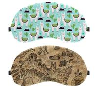 Eslifey 2 Pack Sleep Eye Mask, Map Fantasy Land Brown Blindfolds Sleeping Mask, Eye Shade Cover for Men Women Plane Travel