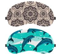 Eslifey 2 Pack Sleep Eye Mask, Marine Sea Dolphins Pattern Blindfolds Sleeping Mask, Eye Shade Cover for Men Women Plane Travel