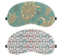 Eslifey 2 Pack Sleep Eye Mask, Mexican Ethnic Aztec Style Skull Blindfolds Sleeping Mask, Eye Shade Cover for Men Women Plane Travel