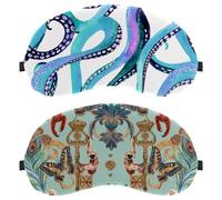 Eslifey 2 Pack Sleep Eye Mask, Monkey Crown Butterfly Peacock Blindfolds Sleeping Mask, Eye Shade Cover for Men Women Plane Travel