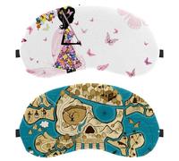 Eslifey 2 Pack Sleep Eye Mask, Nautical Pirates Skull Blindfolds Sleeping Mask, Eye Shade Cover for Men Women Plane Travel
