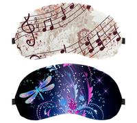 Eslifey 2 Pack Sleep Eye Mask, Neon Dragonfly Rose Glowing Stars Blindfolds Sleeping Mask, Eye Shade Cover for Men Women Plane Travel