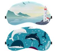 Eslifey 2 Pack Sleep Eye Mask, Ocean Whale Dolphin Blue Blindfolds Sleeping Mask, Eye Shade Cover for Men Women Plane Travel