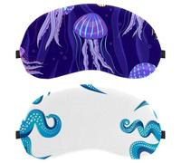 Eslifey 2 Pack Sleep Eye Mask, Octopus Blue and White Ocean Blindfolds Sleeping Mask, Eye Shade Cover for Men Women Plane Travel