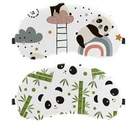 Eslifey 2 Pack Sleep Eye Mask, Panda Bamboo Head Pattern Blindfolds Sleeping Mask, Eye Shade Cover for Men Women Plane Travel