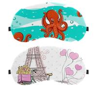 Eslifey 2 Pack Sleep Eye Mask, Paris Eiffel Tower and Bike with Balloons Blindfolds Sleeping Mask, Eye Shade Cover for Men Women Plane Travel
