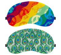 Eslifey 2 Pack Sleep Eye Mask, Peacock Feather Blindfolds Sleeping Mask, Eye Shade Cover for Men Women Plane Travel