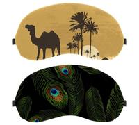 Eslifey 2 Pack Sleep Eye Mask, Peacock Feather Pattern Blindfolds Sleeping Mask, Eye Shade Cover for Men Women Plane Travel