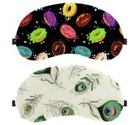 Eslifey 2 Pack Sleep Eye Mask, Peacock Feathers Art Painting Blindfolds Sleeping Mask, Eye Shade Cover for Men Women Plane Travel