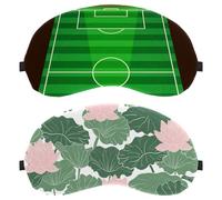 Eslifey 2 Pack Sleep Eye Mask, Pink Lotus Green Leaves Blindfolds Sleeping Mask, Eye Shade Cover for Men Women Plane Travel