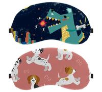 Eslifey 2 Pack Sleep Eye Mask, Puppies Beagle Dalmatian Jack Russell Tterrier Pink Blindfolds Sleeping Mask, Eye Shade Cover for Men Women Plane Travel