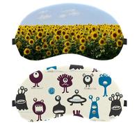 Eslifey 2 Pack Sleep Eye Mask, Retro Funny Cartoon Monster Alien Pattern Blindfolds Sleeping Mask, Eye Shade Cover for Men Women Plane Travel