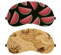 Eslifey 2 Pack Sleep Eye Mask, Retro World Map Ship Train Blindfolds Sleeping Mask, Eye Shade Cover for Men Women Plane Travel