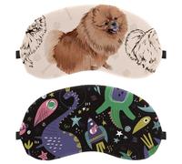 Eslifey 2 Pack Sleep Eye Mask, Sketch Cute Jurassic Reptiles Dinosaurs Pattern Blindfolds Sleeping Mask, Eye Shade Cover for Men Women Plane Travel