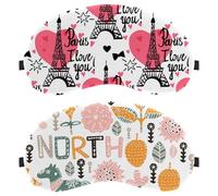Eslifey 2 Pack Sleep Eye Mask, Spring Flowers Leaves Horse Pattern Blindfolds Sleeping Mask, Eye Shade Cover for Men Women Plane Travel