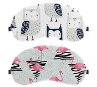 Eslifey 2 Pack Sleep Eye Mask, Summer Pink Flamingos Zebra Triangles Leopard Pattern Blindfolds Sleeping Mask, Eye Shade Cover for Men Women Plane Travel