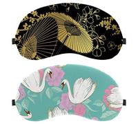Eslifey 2 Pack Sleep Eye Mask, Swan Beautiful Animals Pink Flowers Pattern Blindfolds Sleeping Mask, Eye Shade Cover for Men Women Plane Travel
