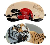Eslifey 2 Pack Sleep Eye Mask, Tiger Animal Stare Teeth Wild Blindfolds Sleeping Mask, Eye Shade Cover for Men Women Plane Travel