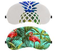 Eslifey 2 Pack Sleep Eye Mask, Tropiacal Flamingo Green Leaves Blindfolds Sleeping Mask, Eye Shade Cover for Men Women Plane Travel
