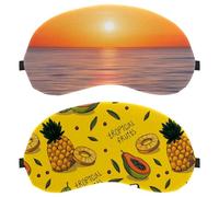 Eslifey 2 Pack Sleep Eye Mask, Tropical Fruits Papava Pineapple Pattern Blindfolds Sleeping Mask, Eye Shade Cover for Men Women Plane Travel
