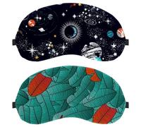Eslifey 2 Pack Sleep Eye Mask, Tropical Green Palm Leaves Pattern Blindfolds Sleeping Mask, Eye Shade Cover for Men Women Plane Travel
