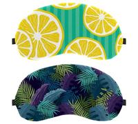 Eslifey 2 Pack Sleep Eye Mask, Tropical Lettering Leaves Flowers Blindfolds Sleeping Mask, Eye Shade Cover for Men Women Plane Travel