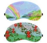 Eslifey 2 Pack Sleep Eye Mask, Tropical Red Plants Leaves Flower Blindfolds Sleeping Mask, Eye Shade Cover for Men Women Plane Travel
