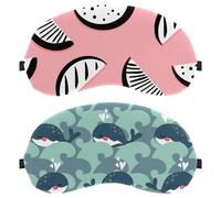 Eslifey 2 Pack Sleep Eye Mask, Underwater Life Cute Blue Whale Pattern Blindfolds Sleeping Mask, Eye Shade Cover for Men Women Plane Travel