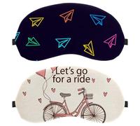 Eslifey 2 Pack Sleep Eye Mask, Vintage Let's Go for a Ride Bicycle Blindfolds Sleeping Mask, Eye Shade Cover for Men Women Plane Travel