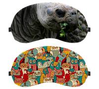 Eslifey 2 Pack Sleep Eye Mask, Vintage Owls Birds Face Pattern Blindfolds Sleeping Mask, Eye Shade Cover for Men Women Plane Travel