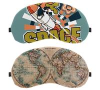 Eslifey 2 Pack Sleep Eye Mask, Vintage Retro Old World Map Blindfolds Sleeping Mask, Eye Shade Cover for Men Women Plane Travel