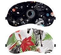 Eslifey 2 Pack Sleep Eye Mask, Wild Animals Zebra Floral Blindfolds Sleeping Mask, Eye Shade Cover for Men Women Plane Travel