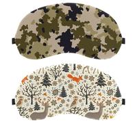 Eslifey 2 Pack Sleep Eye Mask, Winter Forest Owl Deer Fox Squirrel Birds Trees Dnowflakes Blindfolds Sleeping Mask, Eye Shade Cover for Men Women Plane Travel