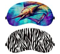 Eslifey 2 Pack Sleep Eye Mask, Zebra Print Blindfolds Sleeping Mask, Eye Shade Cover for Men Women Plane Travel